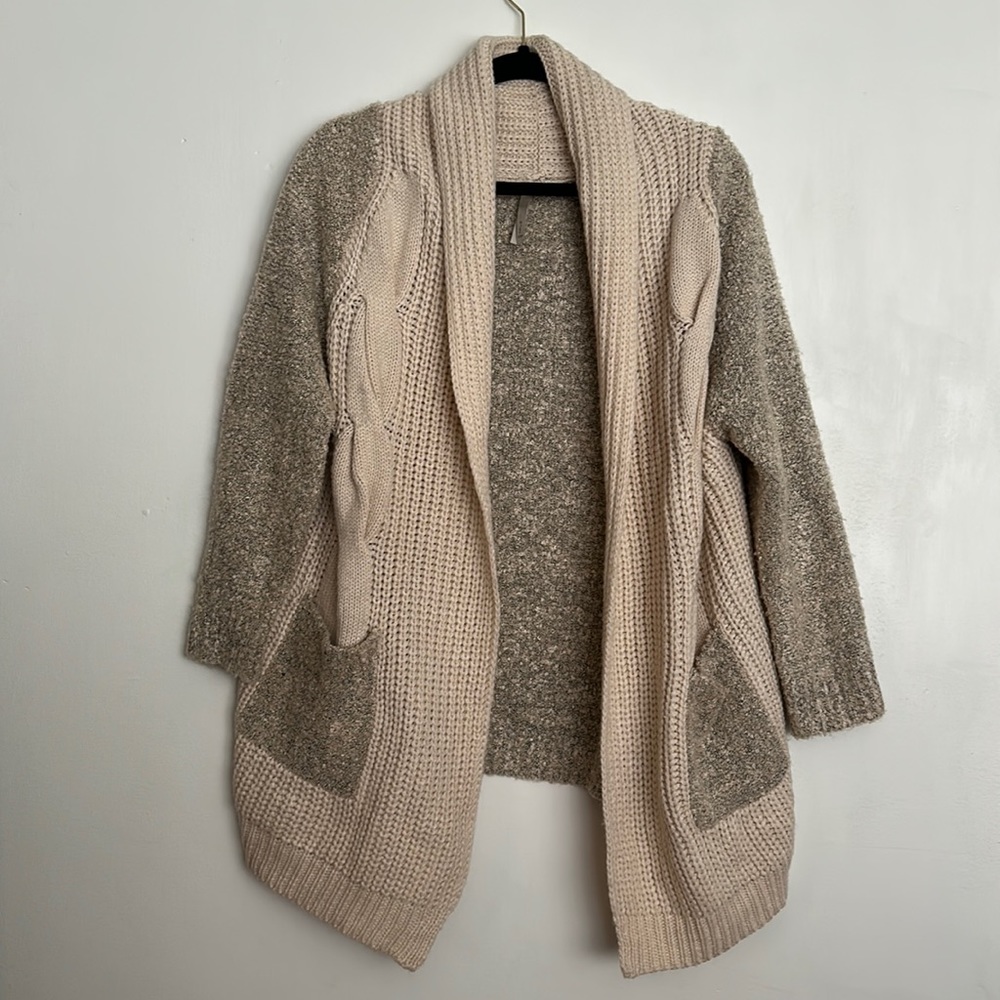 Mono B Cream Cable Knit Long Cardigan Women’s